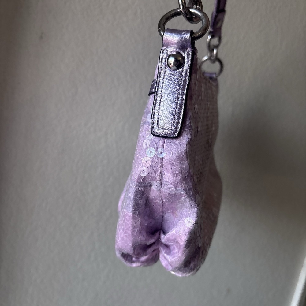 Vtg COACH Poppy Pink Purple Sequin Signature C Shoulder Bag Mcbling Y2K - Picture 6 of 14